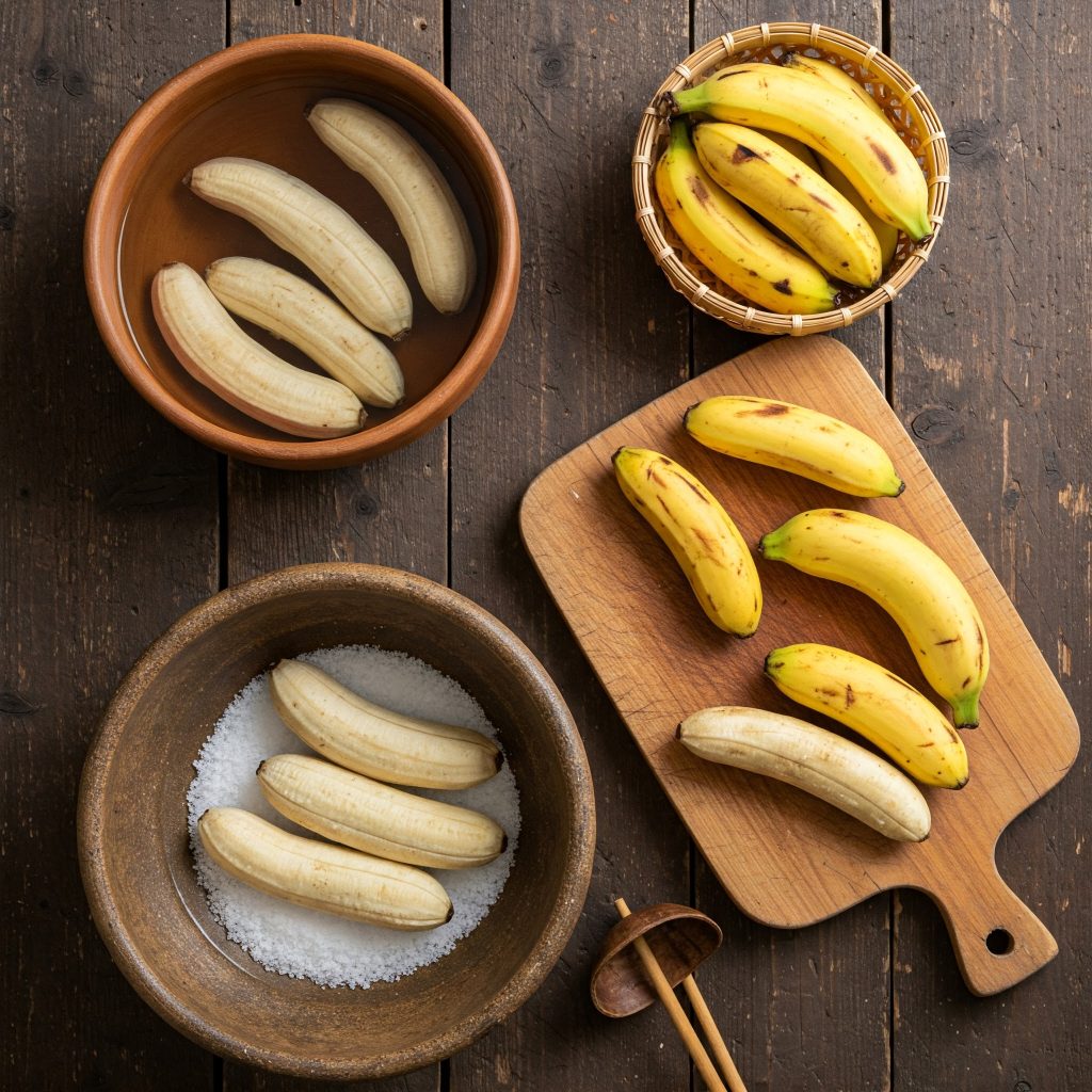 sơ chế nguyên liệu chuối 